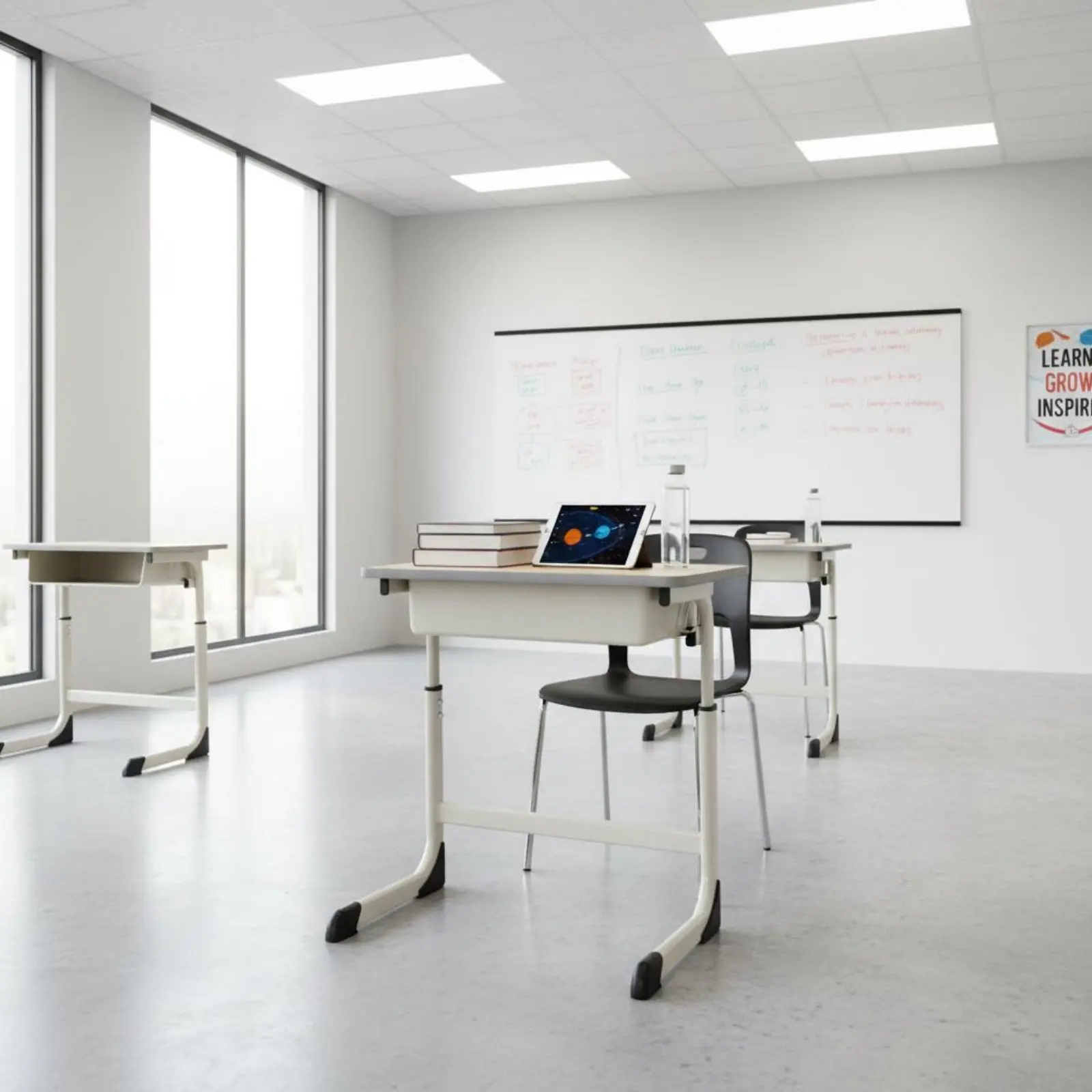 

Adjustable Student Desk and Chair Set Sturdy Steel Frame Adjustable Student Desk and Chair for Students