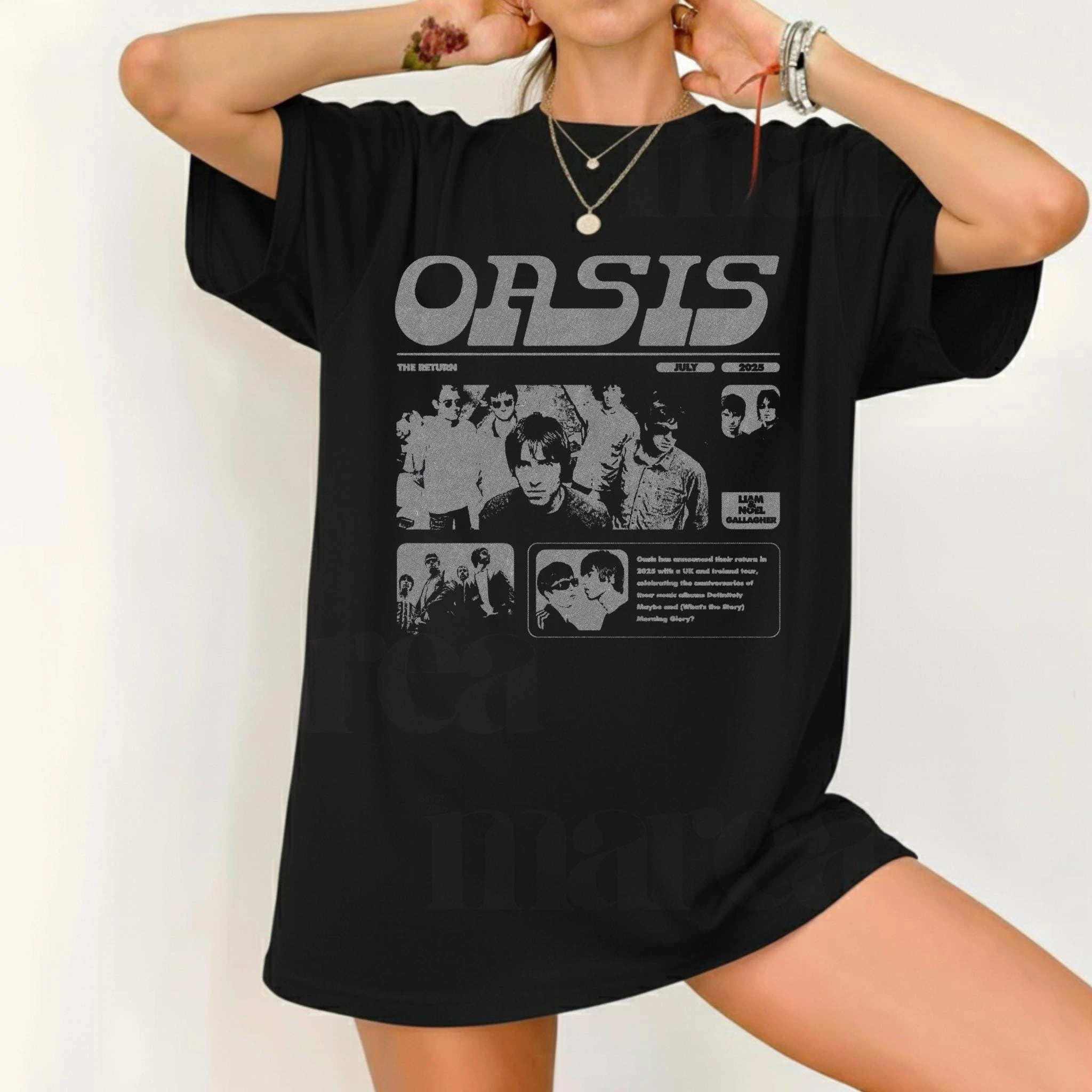Oasis Unisex T-Shirt, Old-School-Rockband-T-Shirts, Oasis-Band-Geschenk – Detail 2