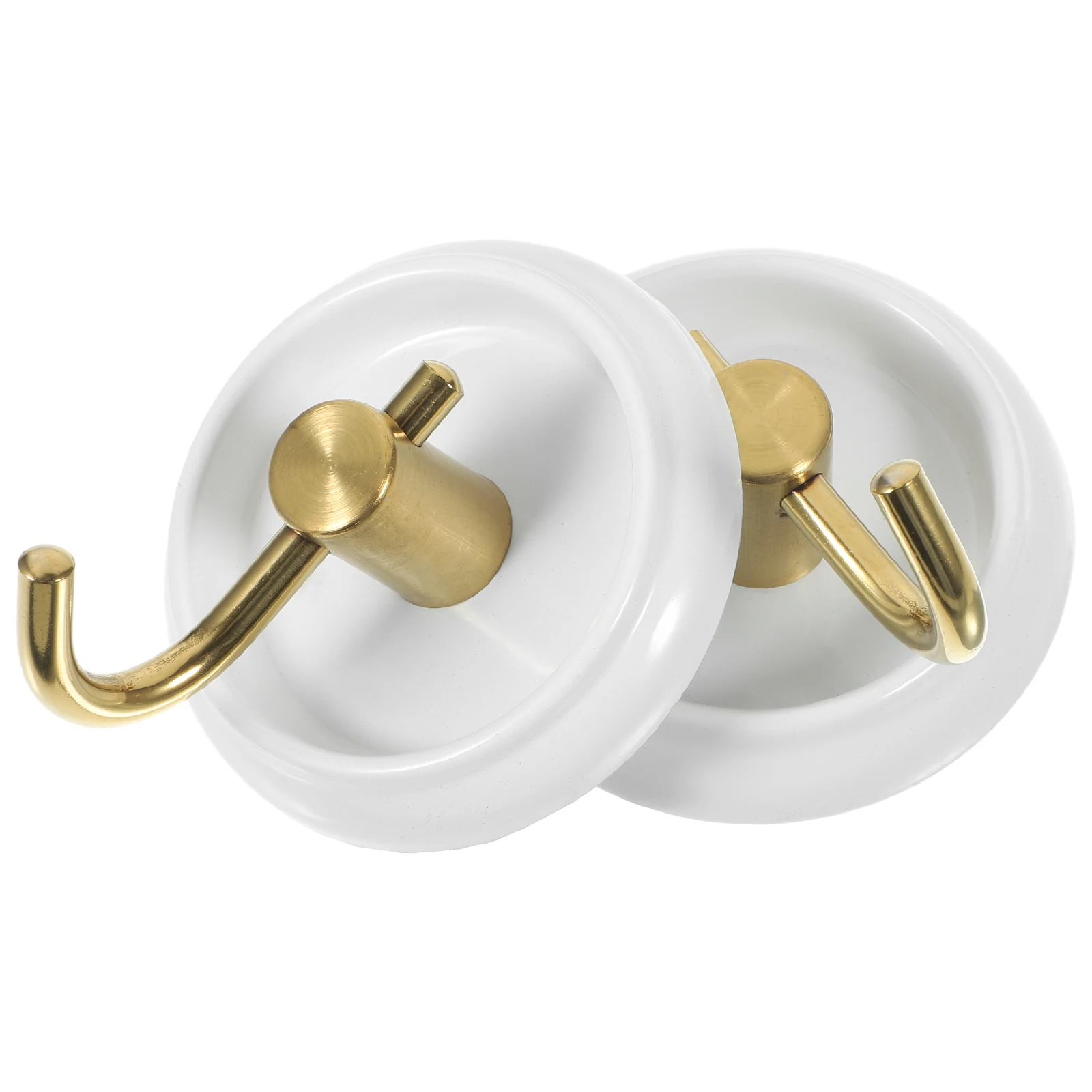

2pcs Round Base Hooks White Gold Bathroom Wall Mount Adhesive Hangers Multi Use Towel Storage Solution Without Drilling Marks