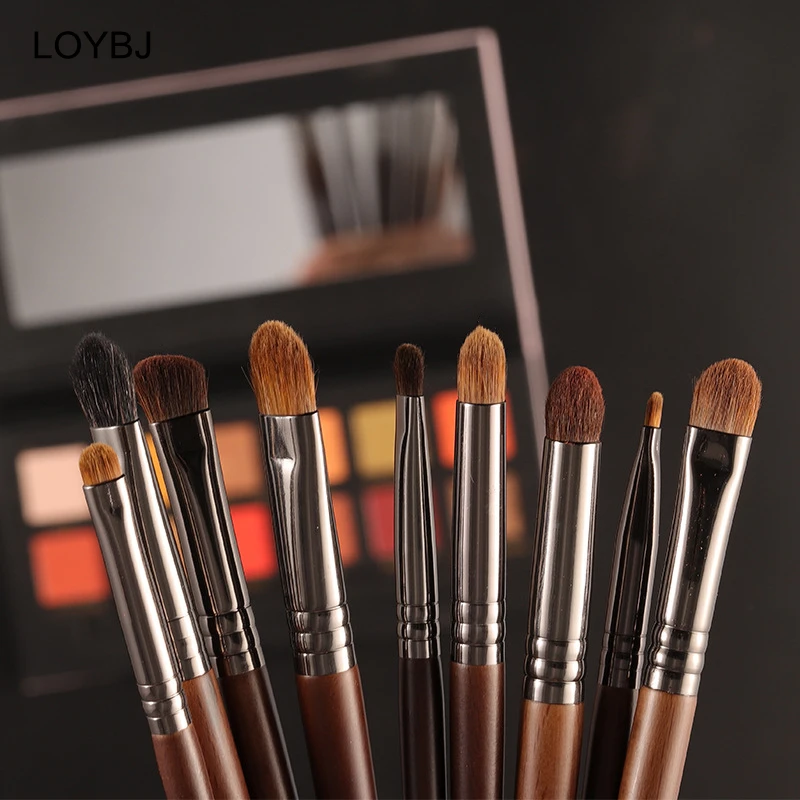 LOYBJ Natural Goat Hair Makeup Brushes Set Powder Foundation Blush Make Up Brush Cosmetic Eyebrow Eyeshdow Blending Maquillage