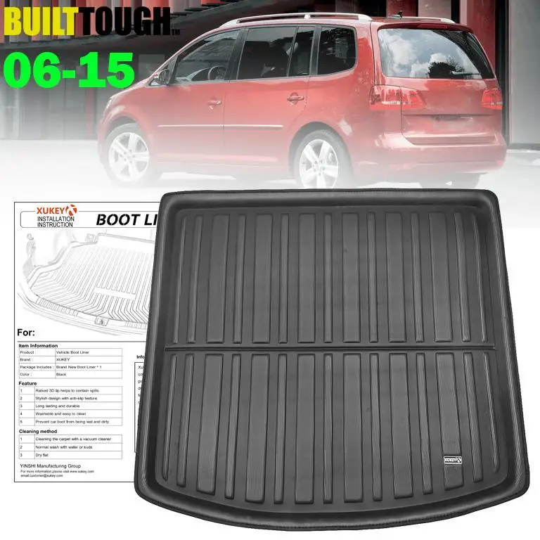 For VW Touran MK1 MK2 2003 - 2015 Cargo Boot Liner Tray Rear Trunk Floor Mat Carpet 2004 2005 2006 2007 2008 2009 2010 2011 2012