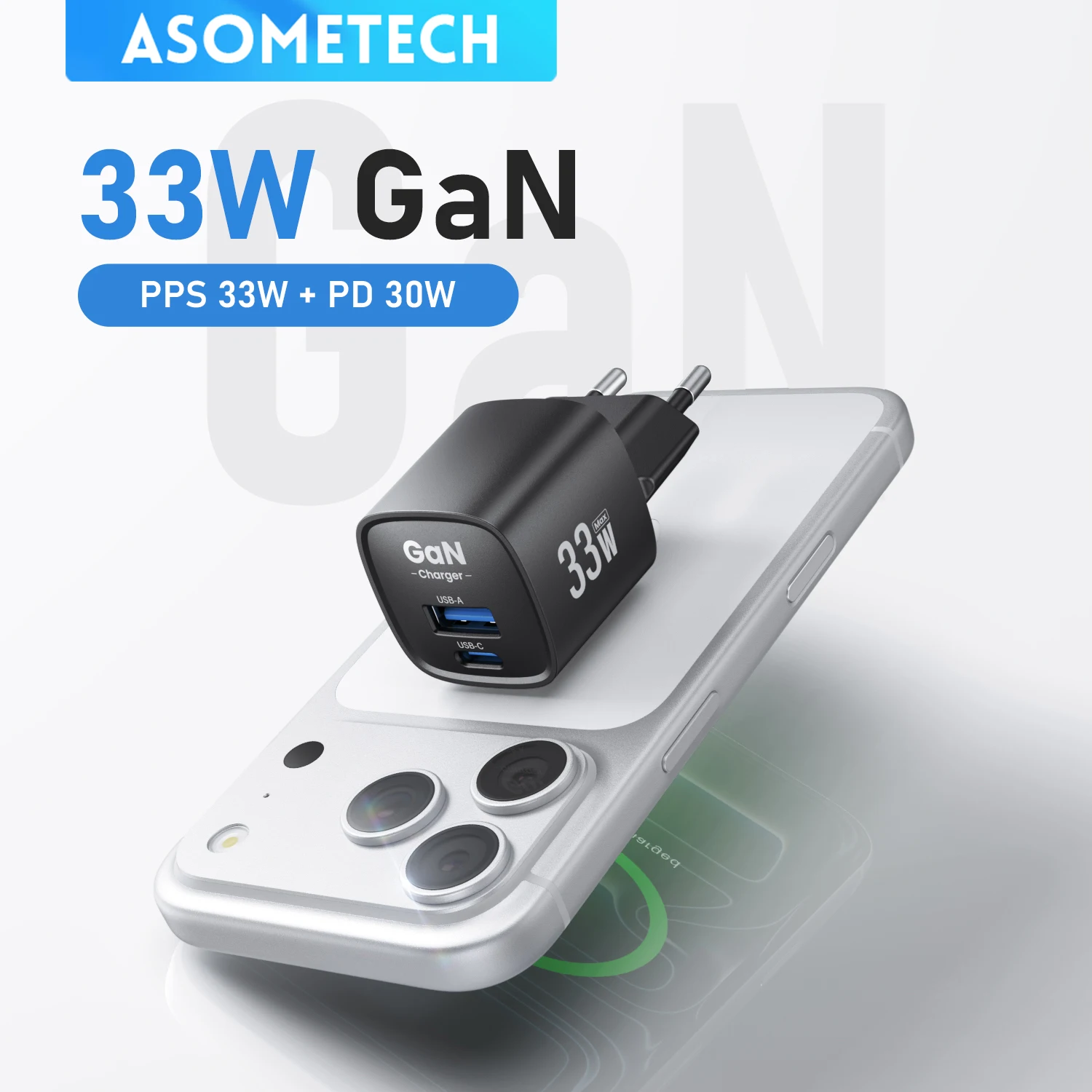 33W GaN USB Type C Charger Samsung Dual Ports PD PPS Fast Charging for IPhone 17 16 15 Pro Max IPad  Samsung S23 Ultra Xiaomi