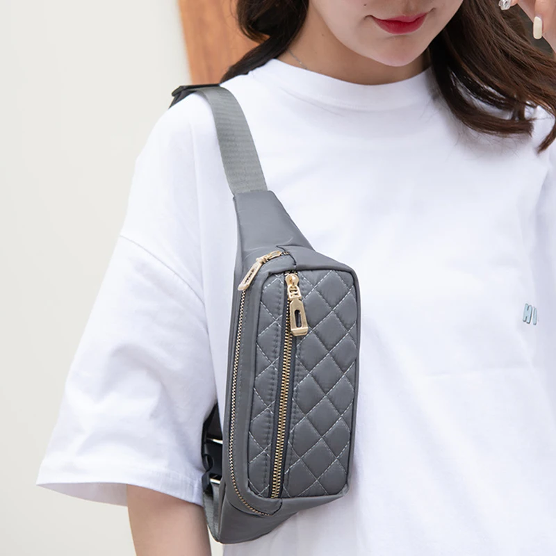 Women Plaid Waist Bag Female Canvas Waterproof Belt Bags Designer Crossbody Chest Bag Ladies Fashion Fanny Pack