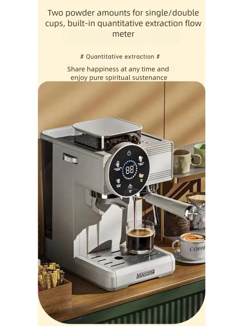 ماكينة اسبريسو تجارية عالية الأداء شاشة تعمل باللمس عرض درجة الحرارة ماكينة القهوة الأوتوماتيكية مع خزان الحليب للمخبز