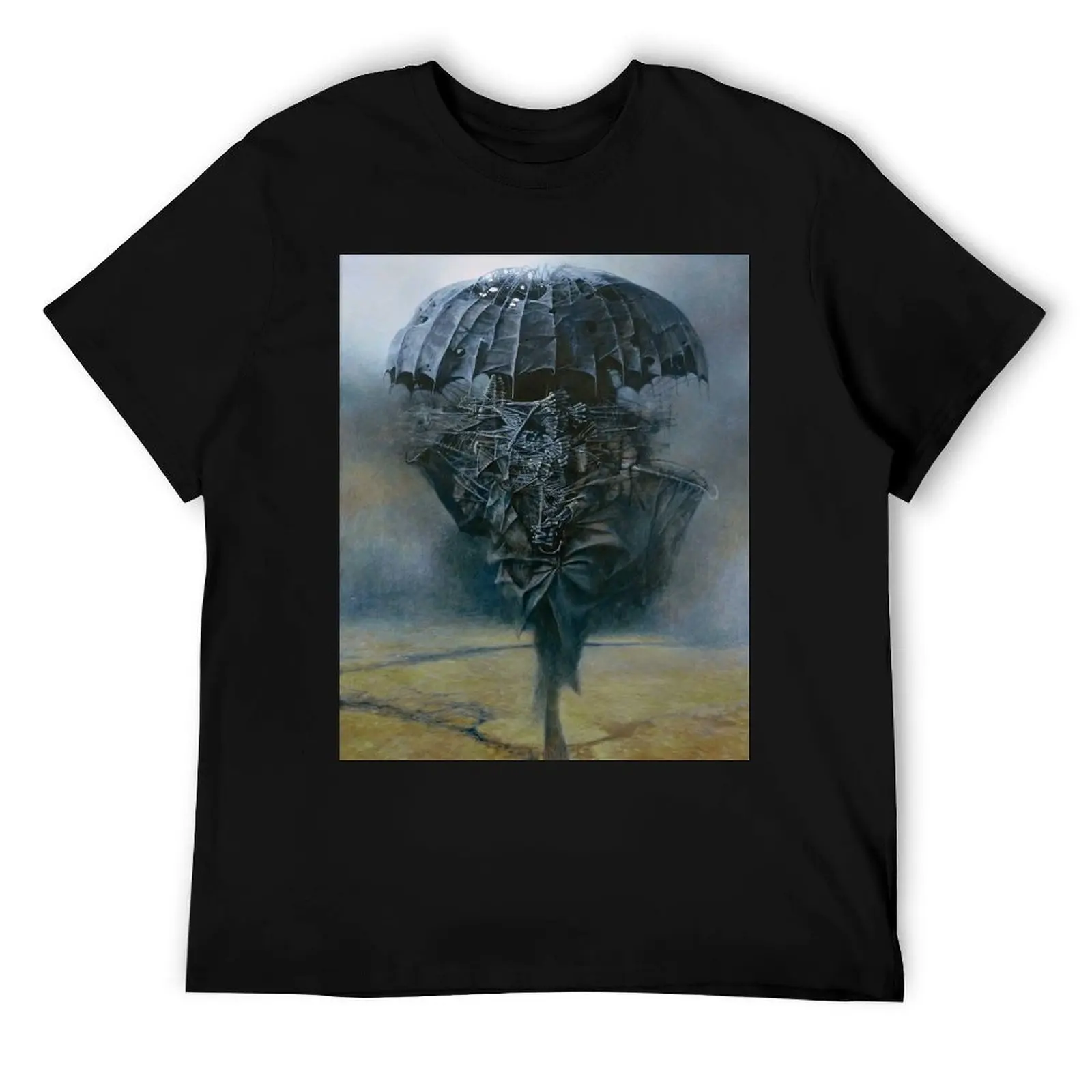 

Untitled (Umbrella), by Zdzisaw Beksiński T-Shirt mens graphic t shirts cotton t shirts high quality cotton tshirt 100% T-Shirt