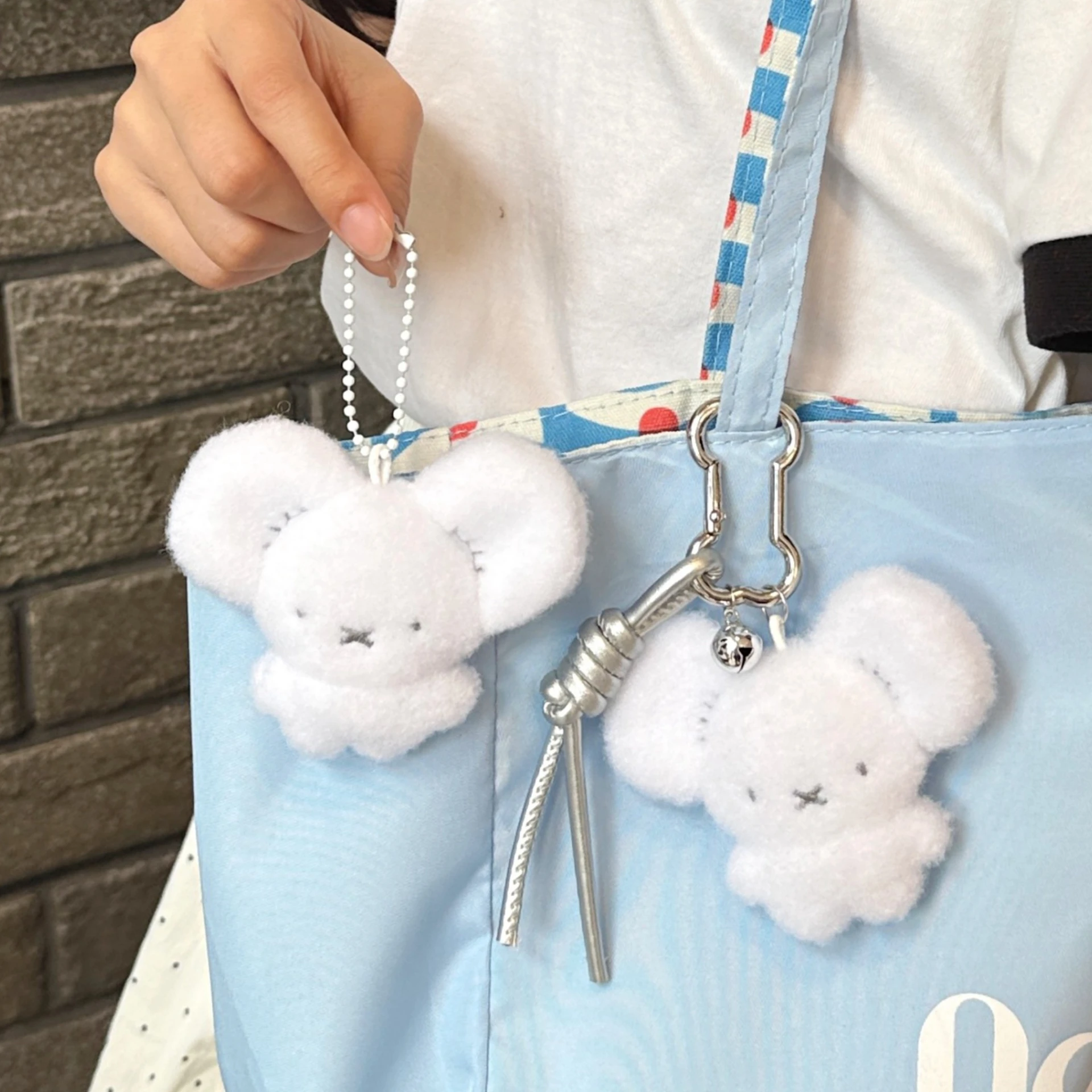 Tandemaus Cute White Mouse Pokémon Soft Bubble Fluff Plush Keyring Pendant Matching Couple Friend Gift Daily Bag Decor