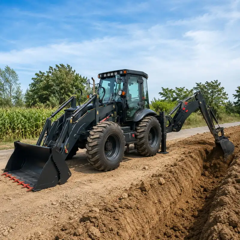 Hydraulic 4WD Backhoe Loader Multipurpose Hydraulic Steering Bucket Customized Digging Setup Excavator Loader for Road Repair