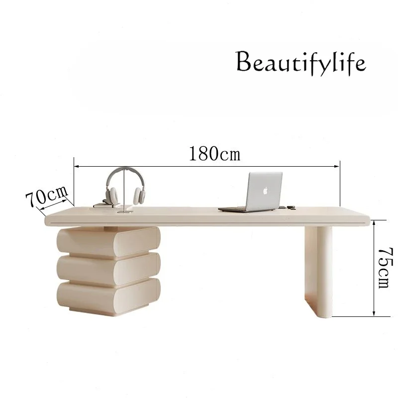 Nordic cream style solid wood writing table household simple desk