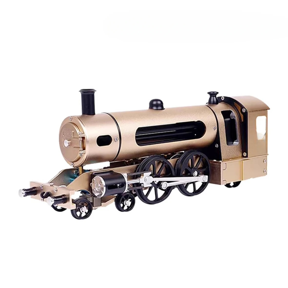 Two-wheeled steam train engine model assembly toy