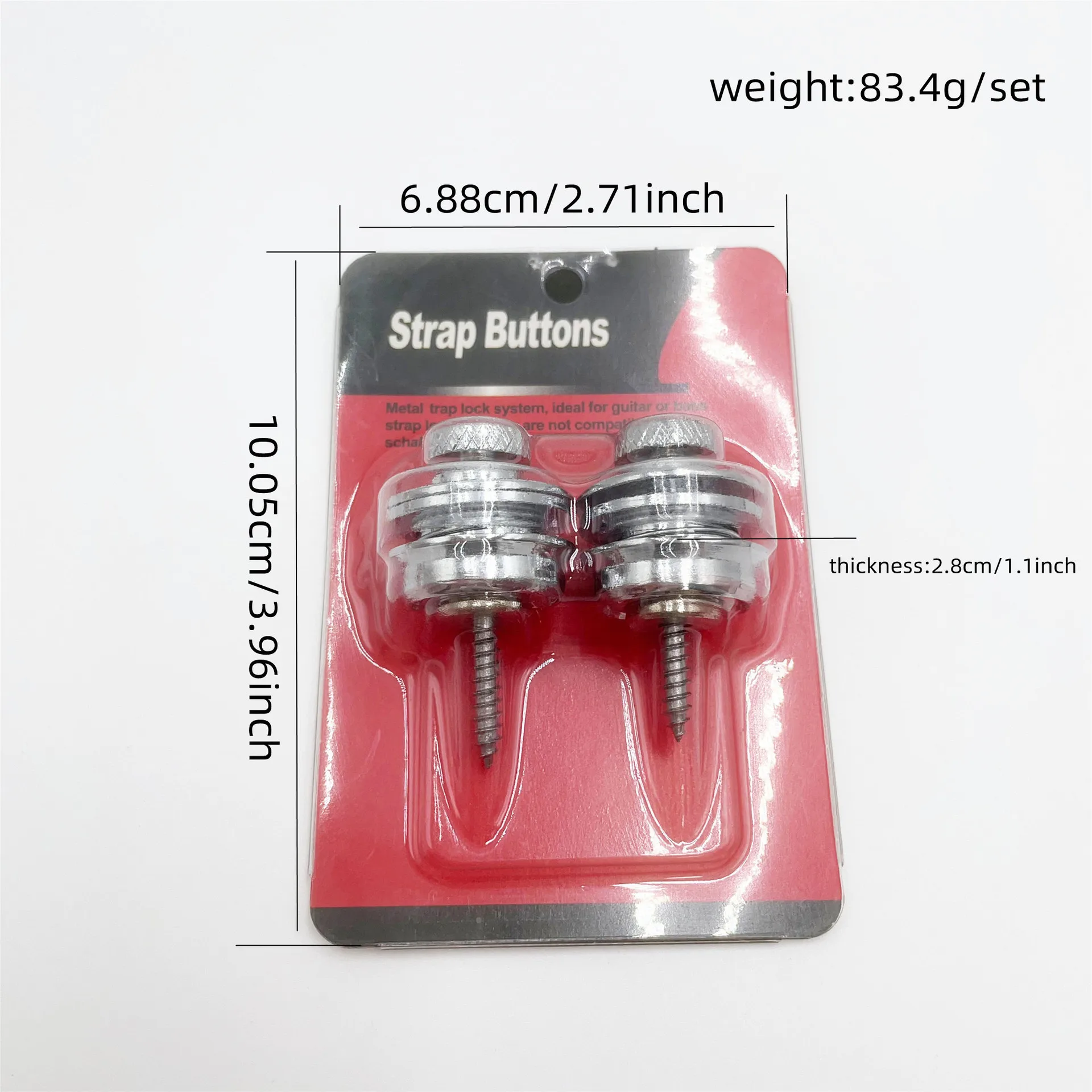 2Pcs Large Flat Head Guitar Strap Locks Anti-Slip Security Buttons for Acoustic/Electric Bass Quick-Release Locking Design