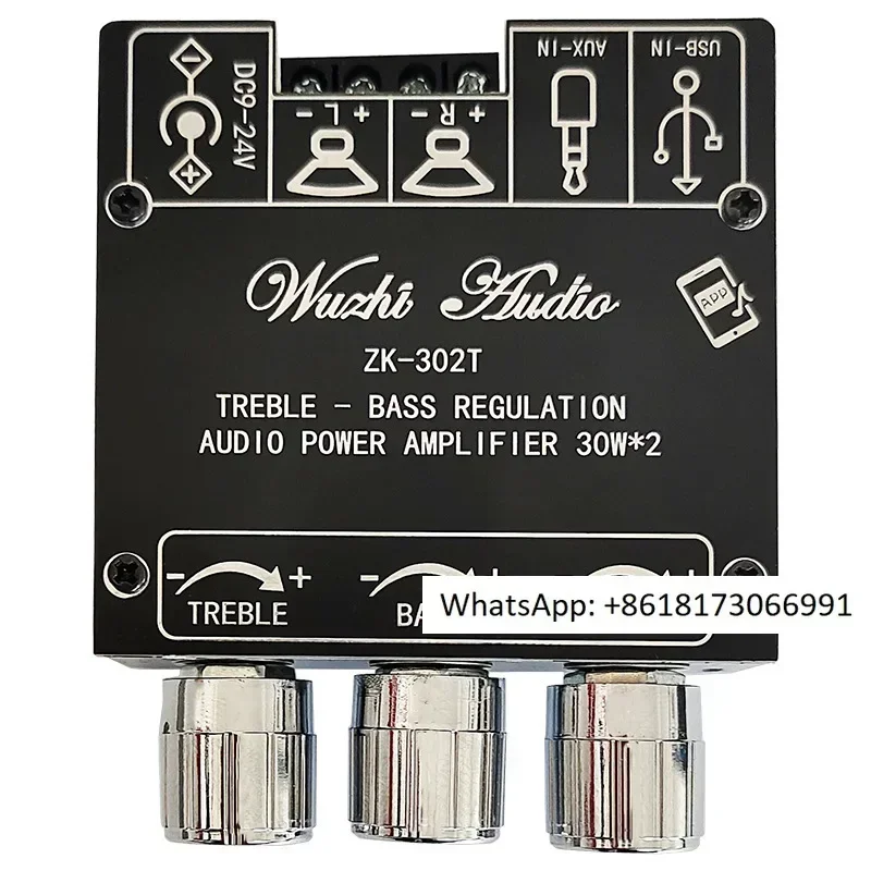 

ZK-302T Модуль цифрового усилителя Bluetooth 2.0 Стерео двухканальный 30 Вт + 30 Вт с мелодиями с высокими и низкими басами