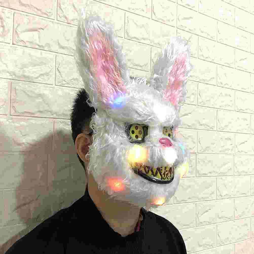 Halloween Party Mask Face Masquerade Glowing Bloody Rabbit Funny Headgear Luminous