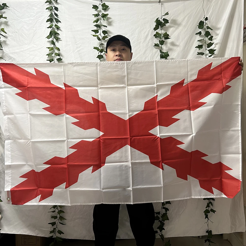 BANDERA TIKI Bandera de la Cruz Española de Borgoña 3x5 pies 90x150 cm bandera colgante de poliéster de España para decoración del hogar