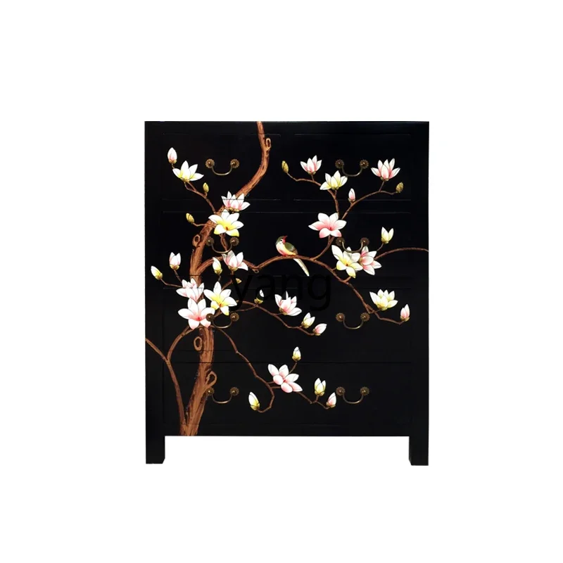 

LMM Modern New Chinese Painted Solid Wood Four-Bucket Cabinet Storage Hallway Large Capacity Storage Cabinet