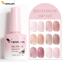 Venalisa – Kit de vernis à ongles Gel couleur rose gelée, semi-transparent, sans HEMA, auto-nivelant, couleur chair, rose naturel, ensemble de manucure 2