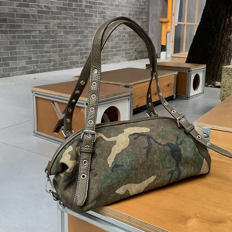 

Brand Design Camouflage Women Handbags Large Capacity Canvas Shoulder Bag Commuting Ladies Travel female armpit bag