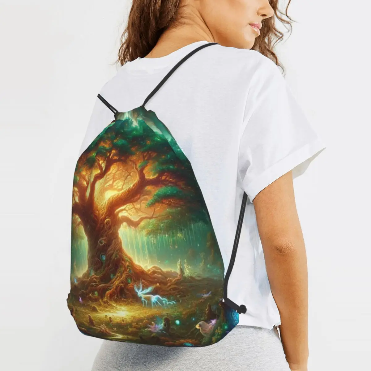 

Enchanted Tree Of Life Backpacks Portable Drawstring Bundle Pocket Sports Bag Book Bags for Travel School