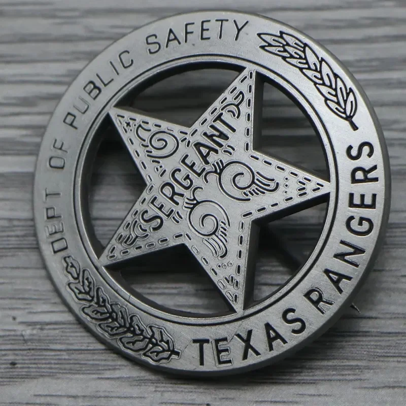 Replica WWII US Texas Rangers SGT Badge Pin, Vintage Metal Lapel Pin for Collection & Cosplay Wear