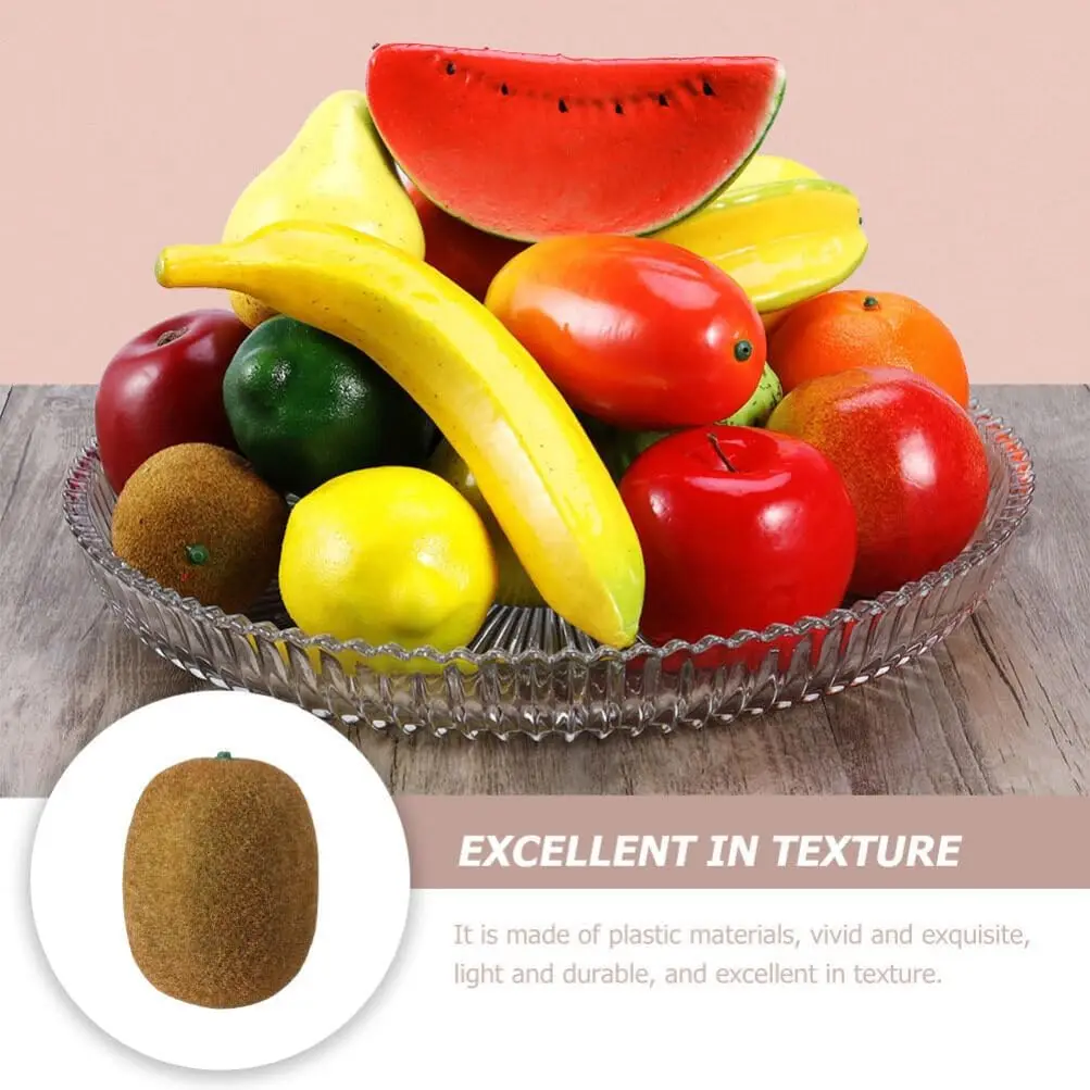 4 Pcs Artificial Fruits Plastic Fake Fruit Kiwi Simulation Fruit Model for Home Kitchen Party Photoshoot Decoration Brown