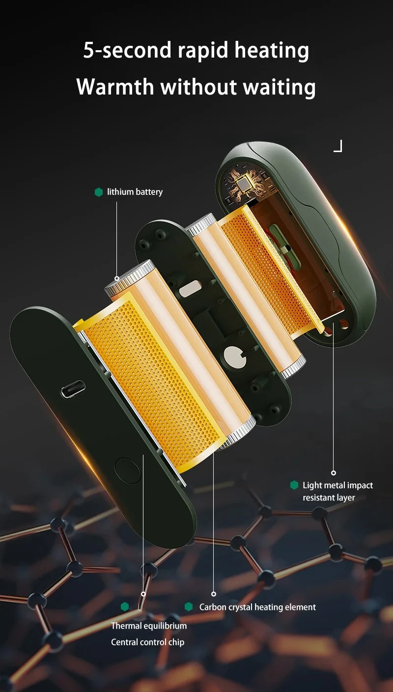 

Winter Outdoor Large-Capacity Magnetic Hand Warmer 2-In-1 With Digital Display Providing Long-Lasting Warmth And Rapid Heating