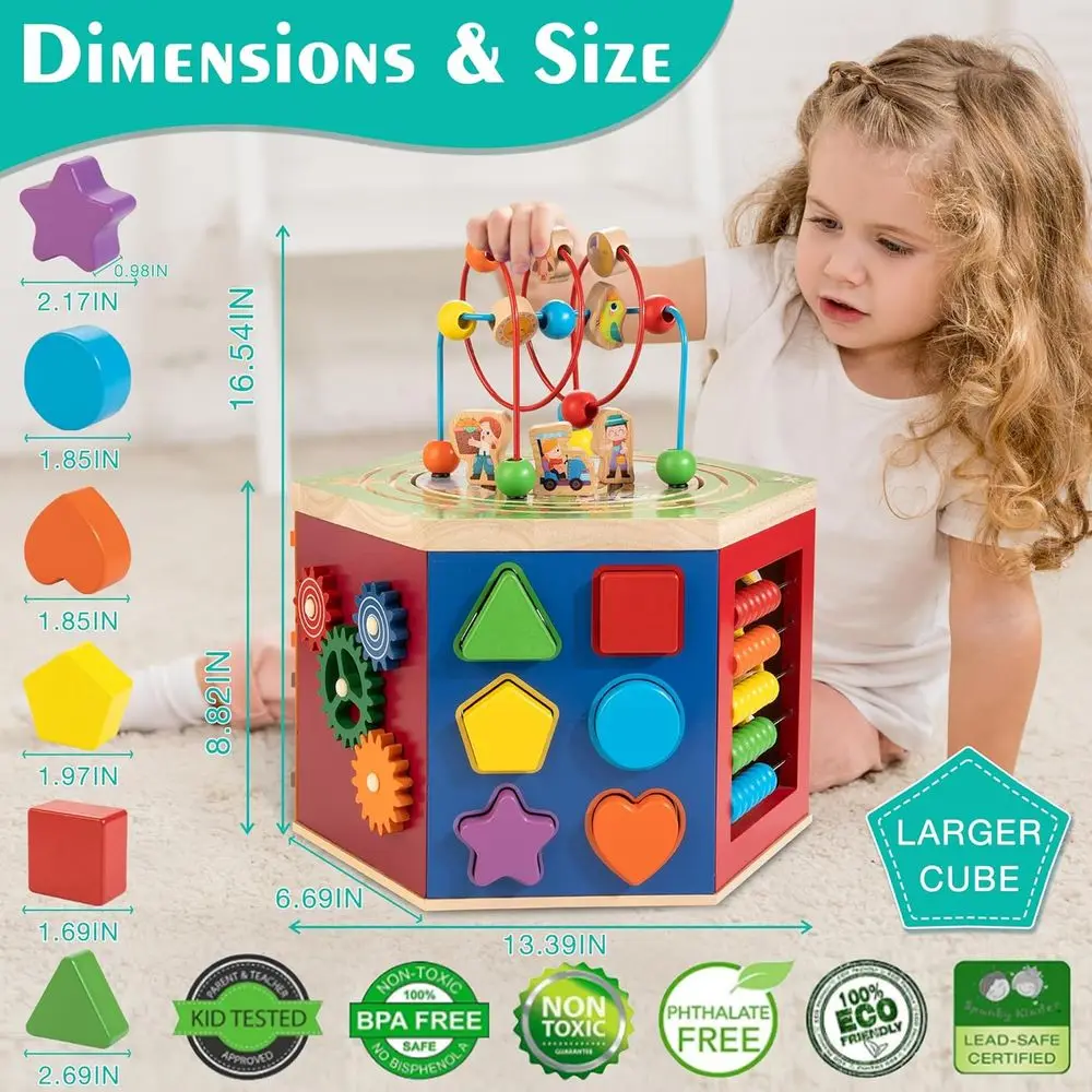 Cubo de atividades agrícolas de madeira 9 em 1, brinquedo educativo montessori para crianças de 1 a 2 anos, presente ideal para primeiro aniversário com trem magnético
