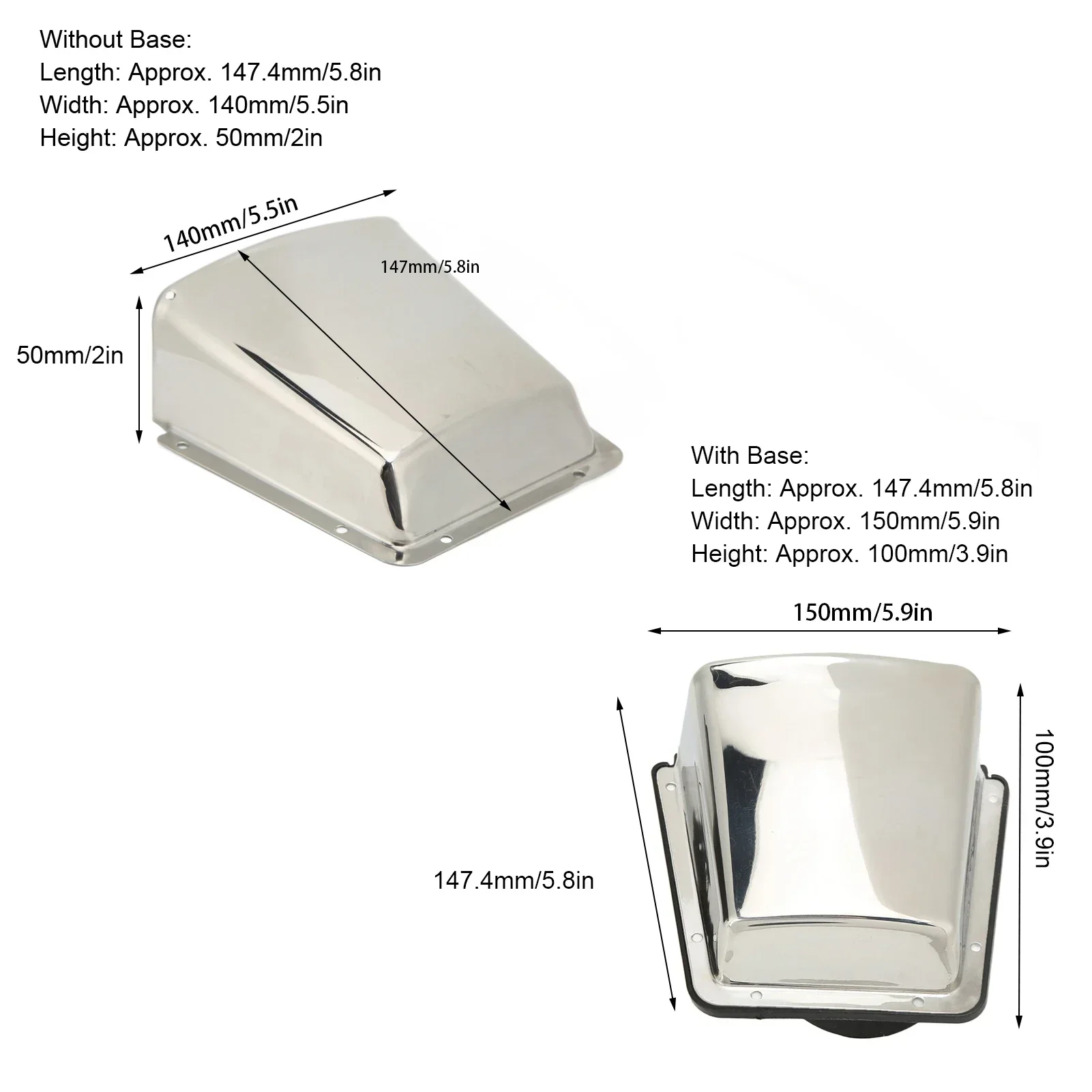 Marine Vent Cover 304 Stainless Steel with Nylon Base Moisture Proof for Boats Yachts Cowl Ventilator Cover Accessory