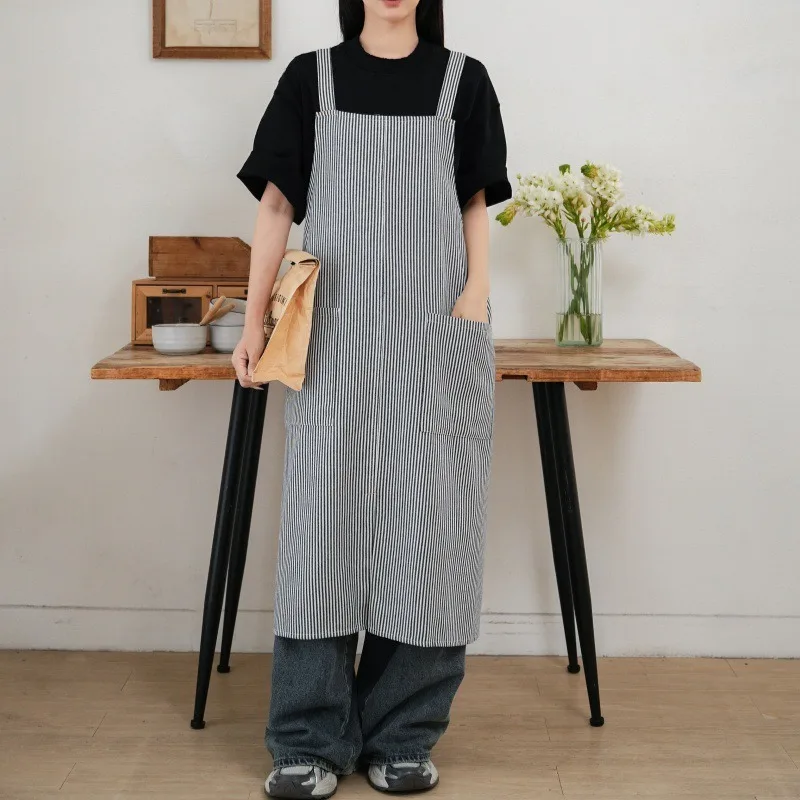 Extended Cotton Apron With Split Design for Men and Women's Cooking Pottery Flower Shop Coffee Shop Anti Fouling Work Clothes