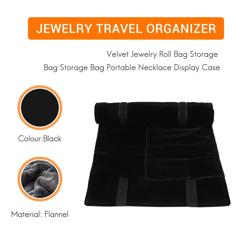 Velvet Jewelry Roll Bag Storage Bag Storage Bag Portable Necklace Display Case