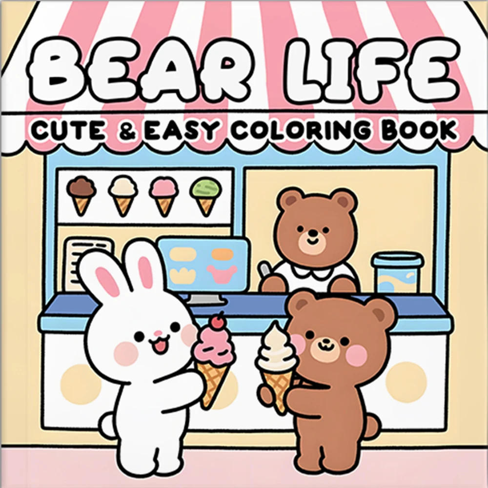 

BEAR LIFE Cute & Easy Coloring Book for Adults Featuring Cute Cozy Daily Activities for Relaxation DIY Painting Drawing Books ﻿