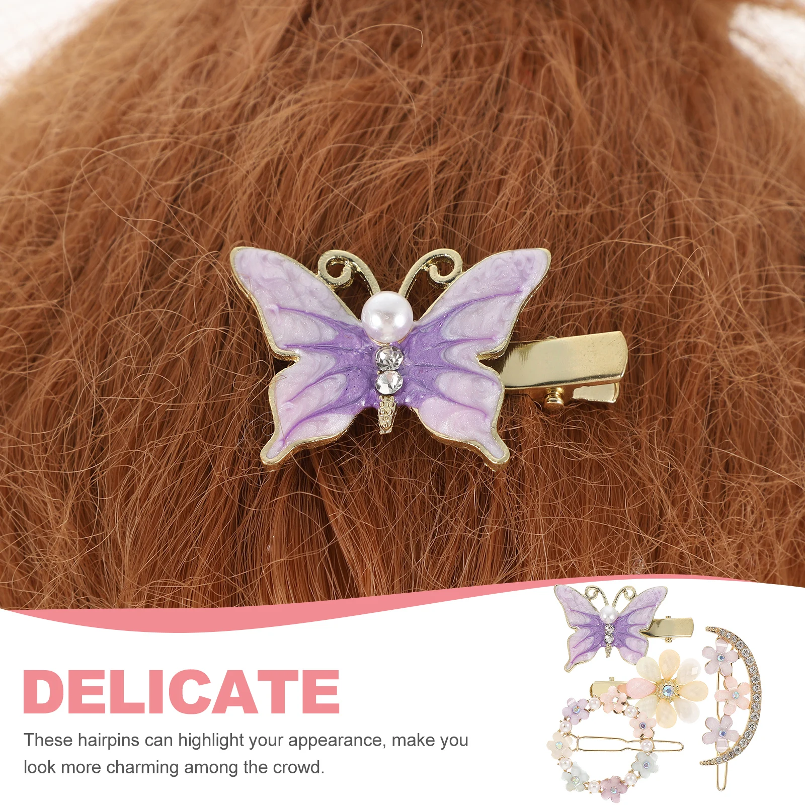 

4pcs Hair Clips Rhinestone Metal Hairpins Durable Women Girls Wedding Accessories Flower Barrette Bright Barrettes