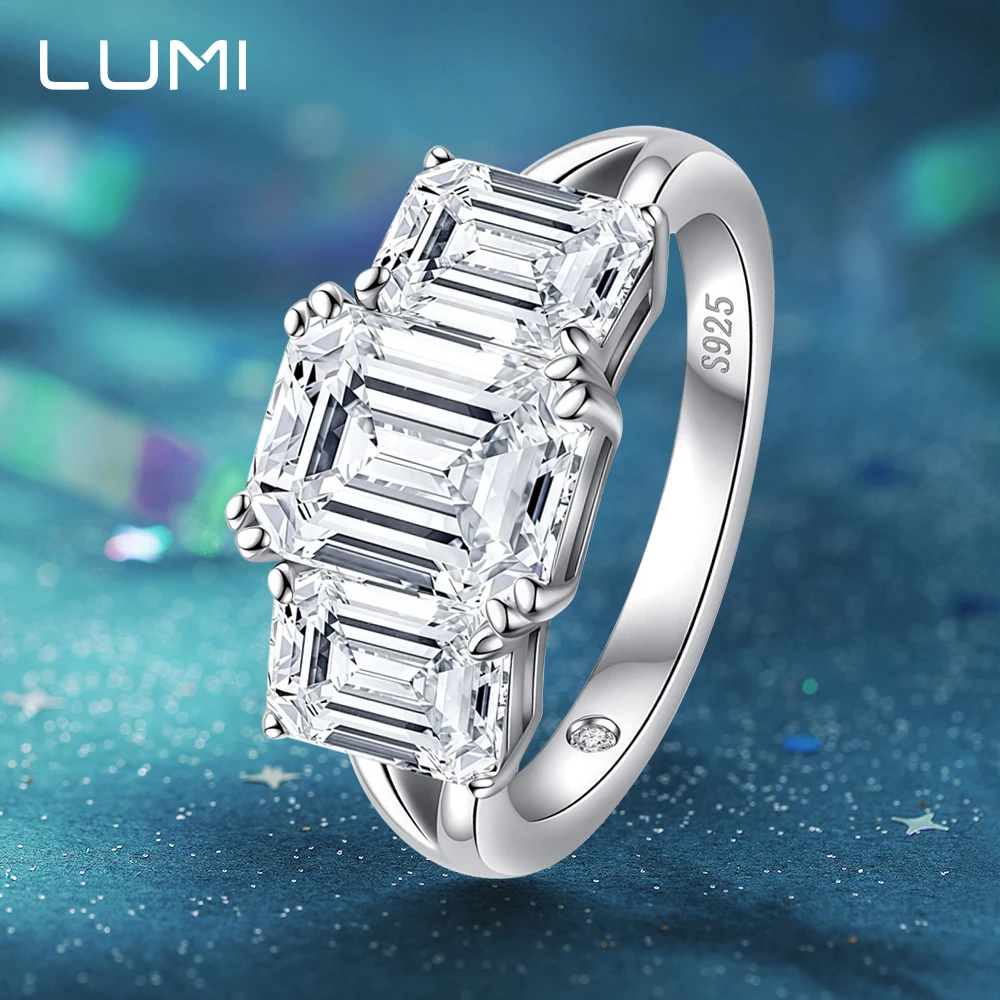 

3CT + 2CT изумрудной огранки с муассанитом из серебра 925 пробы, женское кольцо, супер роскошные кольца, подарок на годовщину свадьбы с сертификатом GRA