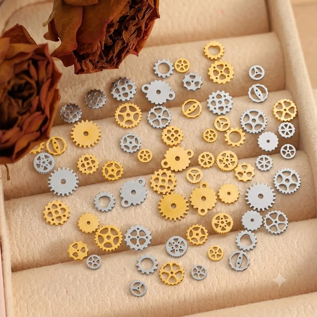 20g Edelstahl Vintage Zahnrad-Uhr-Anhänger im Punk-Stil, mechanischer Steampunk-Anhänger für DIY-Schmuckherstellungszubehör – Detail 1