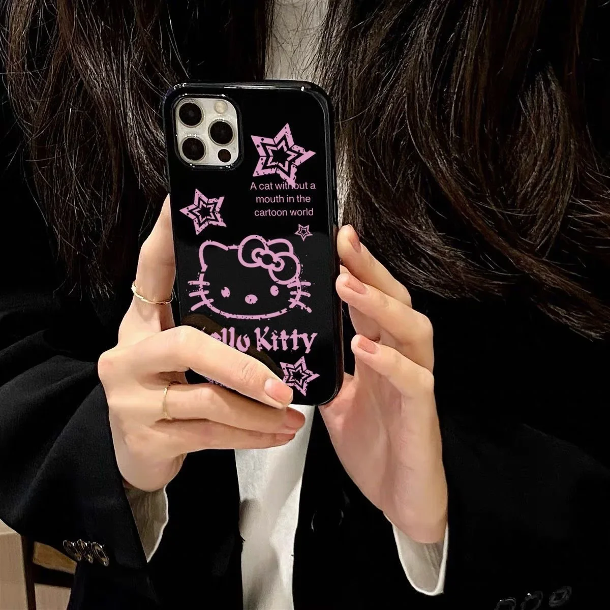 

Чехол Sanrio Hello Kitty Ins нишевый Звездный для телефона iPhone 15 14 13 Pro Max 11 12 Pro 7 8 Plus XR XS Max, крутой чехол Y2K Anti Fall