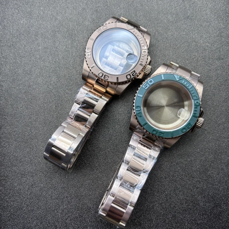 40 مللي متر حافظة يخت كاملة حزام قابل للتعديل غرامة + حلقة مجموعة زجاج الياقوت لحركة NH34/NH35 #1