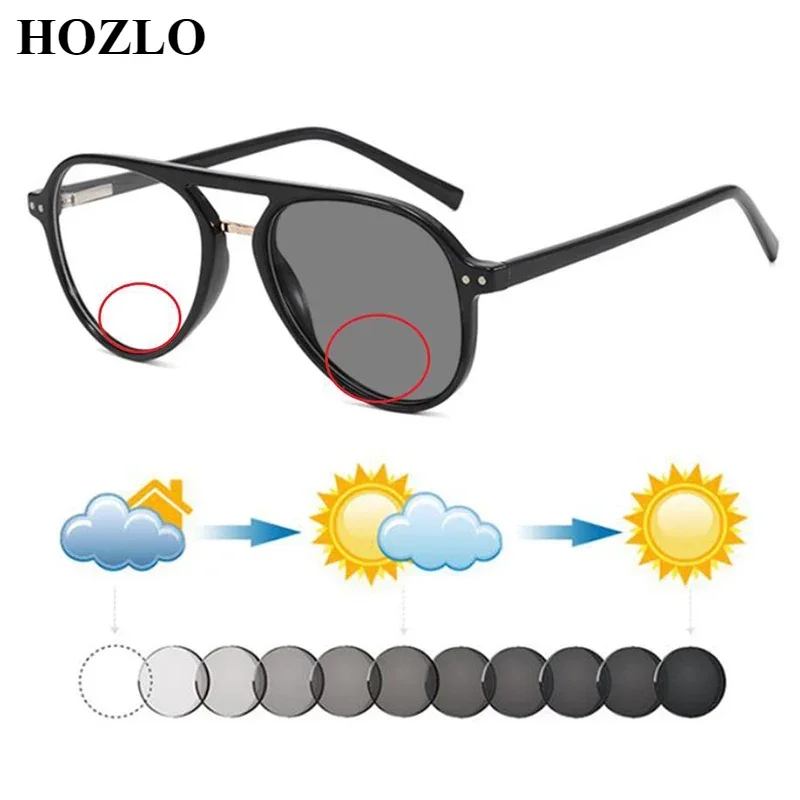 

New Fashion Insert Core Legs Men Photochromic Pilot Bifocals Reading Sunglasses Women Retro Rivets Presbyopic Spectacles Driving