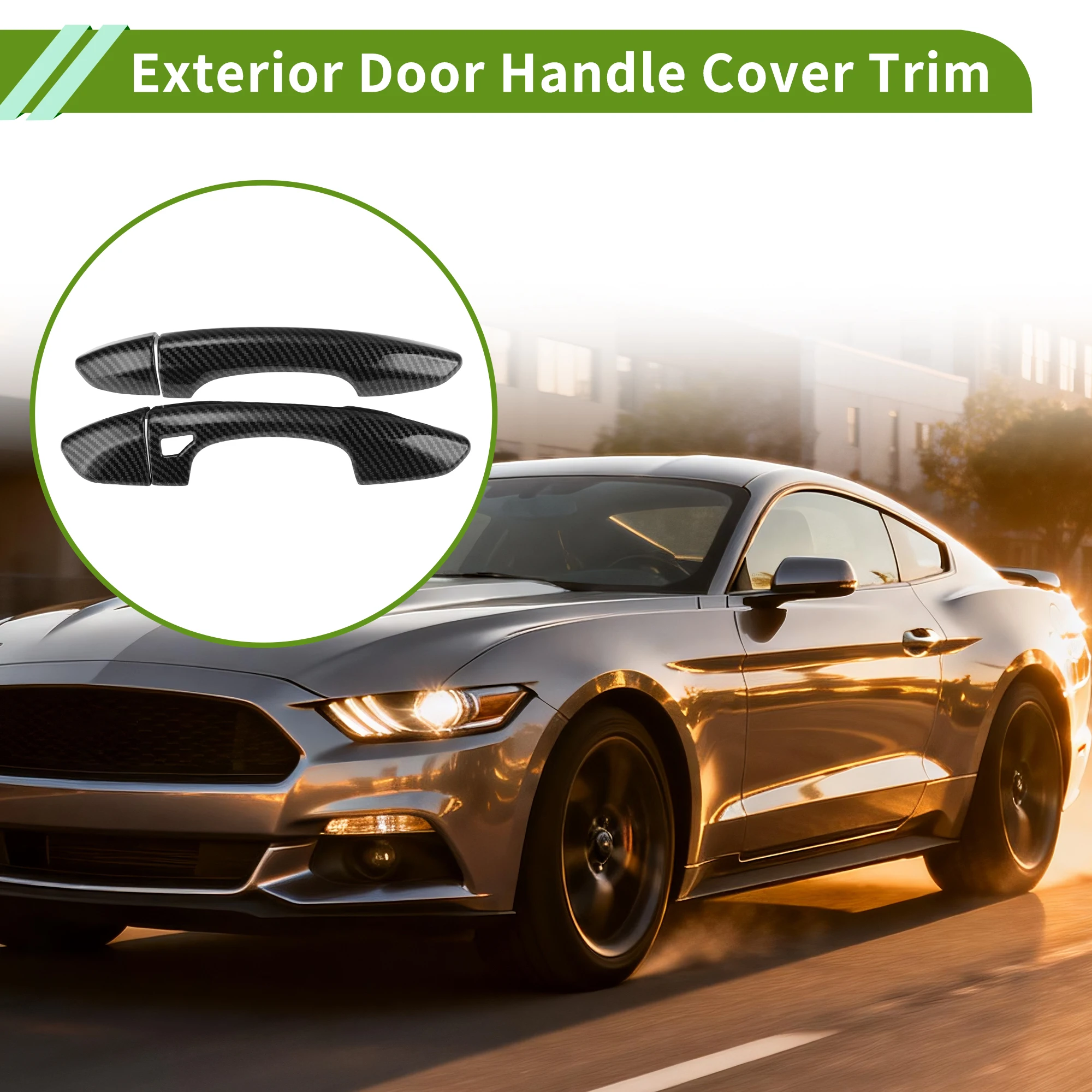 

UXCELL Exterior Door Handle Cover Trim Front Left Front Right Door Handle Cover for Ford for Mustang 2015-2022 No Key Hole 1 Set