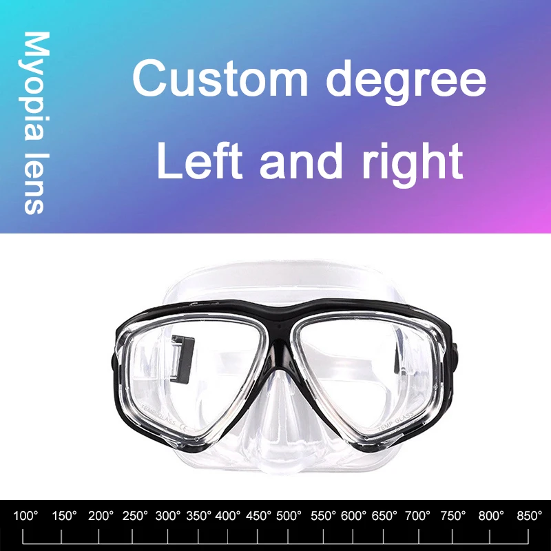 -1.5 To -8.5 Myopia Men Women Silicone HD Clear Anti Fog Diving Eyewear Masks Custom For Left Right Eyes Different Degrees