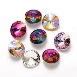 20mm 1122 Round Rivoli Rhinestones Pointback Glass Stones Glitter Crystal Strass Shiny Color Rhinestones Loose Stones