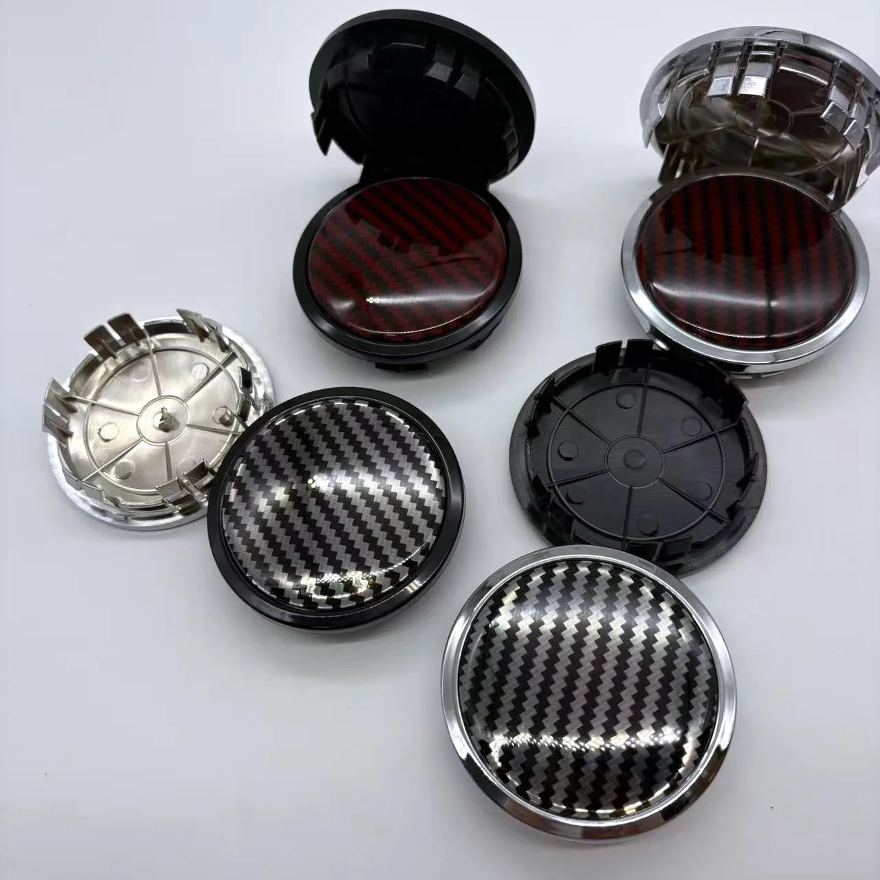 

4pcs 65MM No Logo Epoxy Resin Emblem Car Wheel Center Caps 75MM Wheels Hub Cap Rim Hubcaps Cover Carbon Fiber Badge Accessories