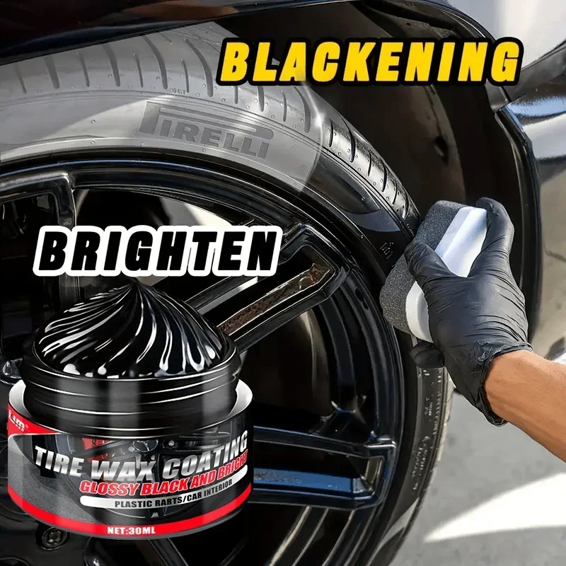 شمع الإطارات للسيارات - تركيبة أمينيا سوداء 30 مل، تجديد الأجزاء البلاستيكية ومحسن اللمعان الداخلي، كريم حماية الإطارات