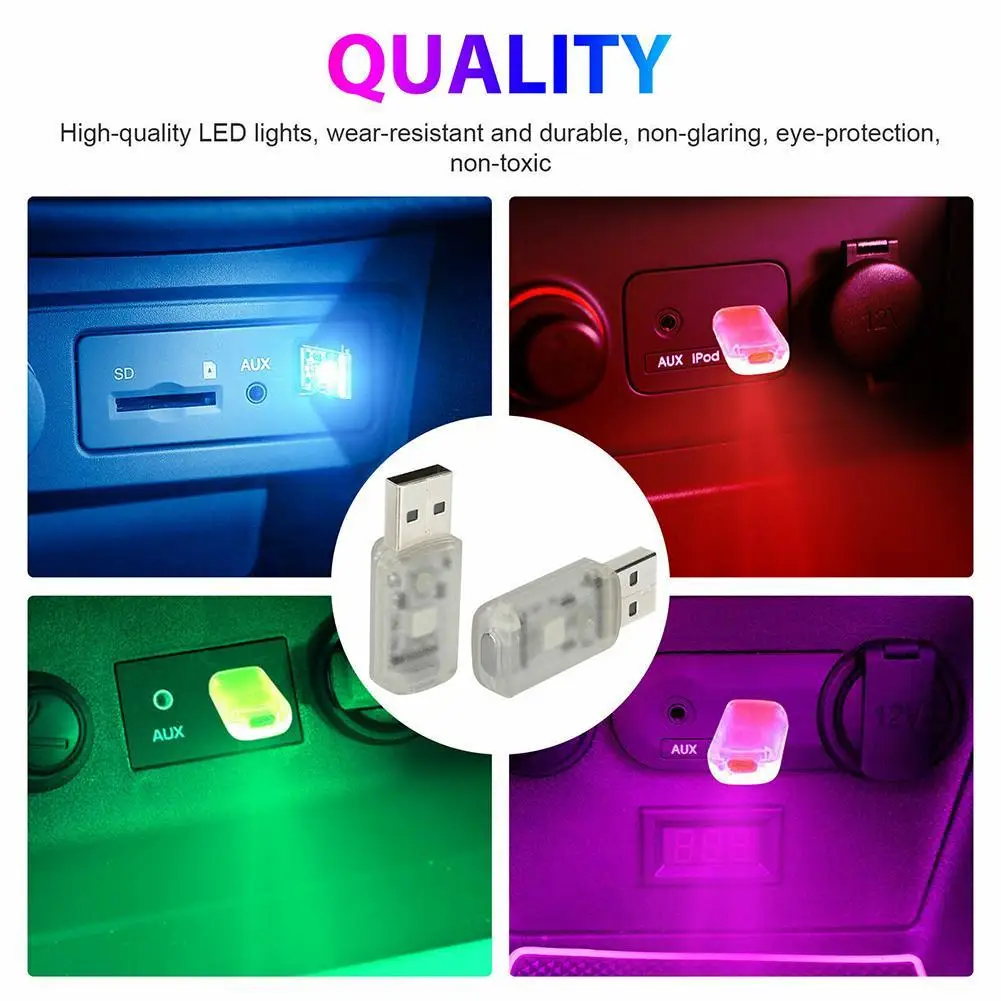 Mini USB LED Car Light Auto Interior Atmosphere Light Accessory Lamp Light Auto Decorative Emergency Colorful PC C S1C7