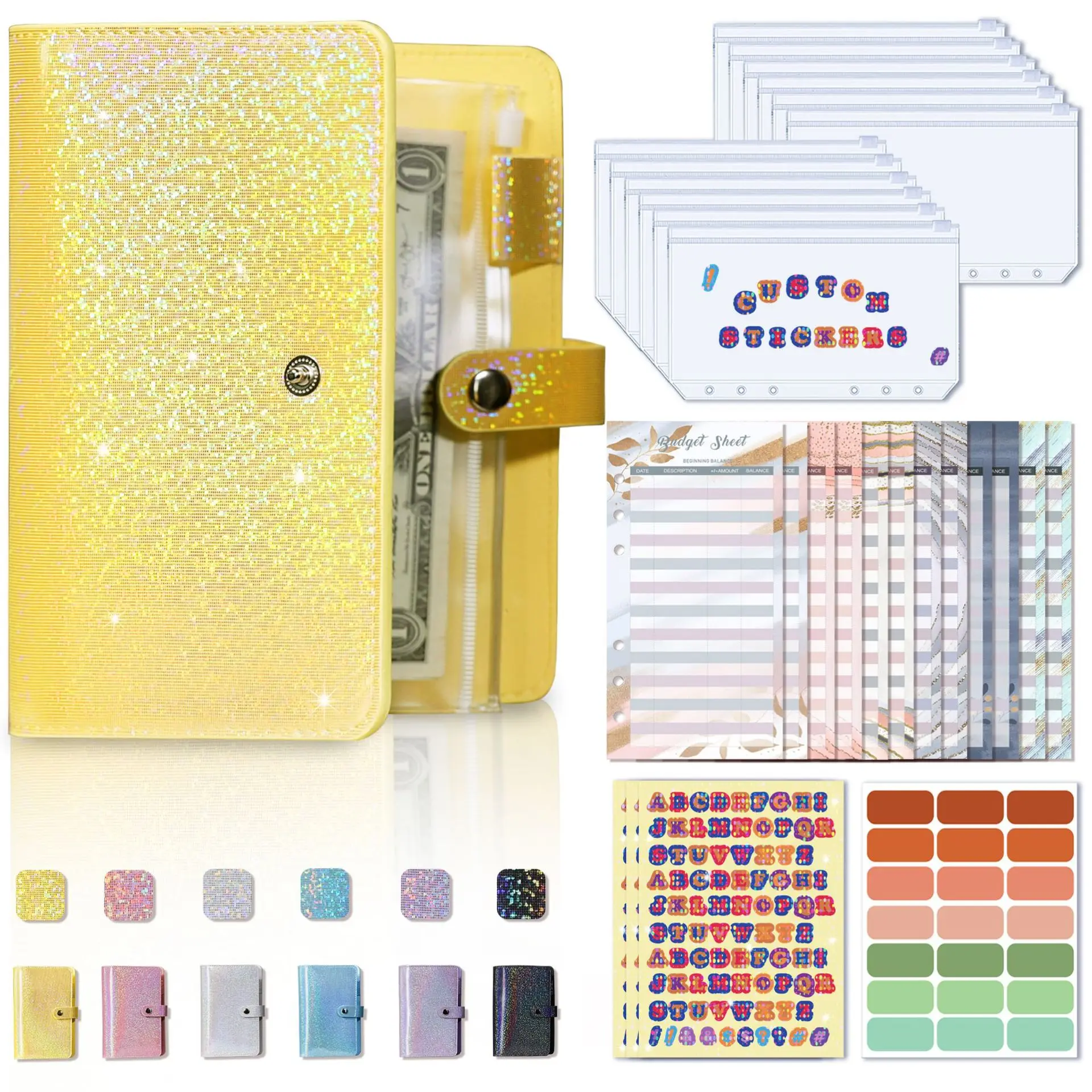 Weiches Leder-Ordner, Budgetplaner, Geldumschlag-Ordner mit Budget-Umschlägen, A6-Ordnertaschen, Geldumschlag, Geldbörse, Budgetierung – Detail 10