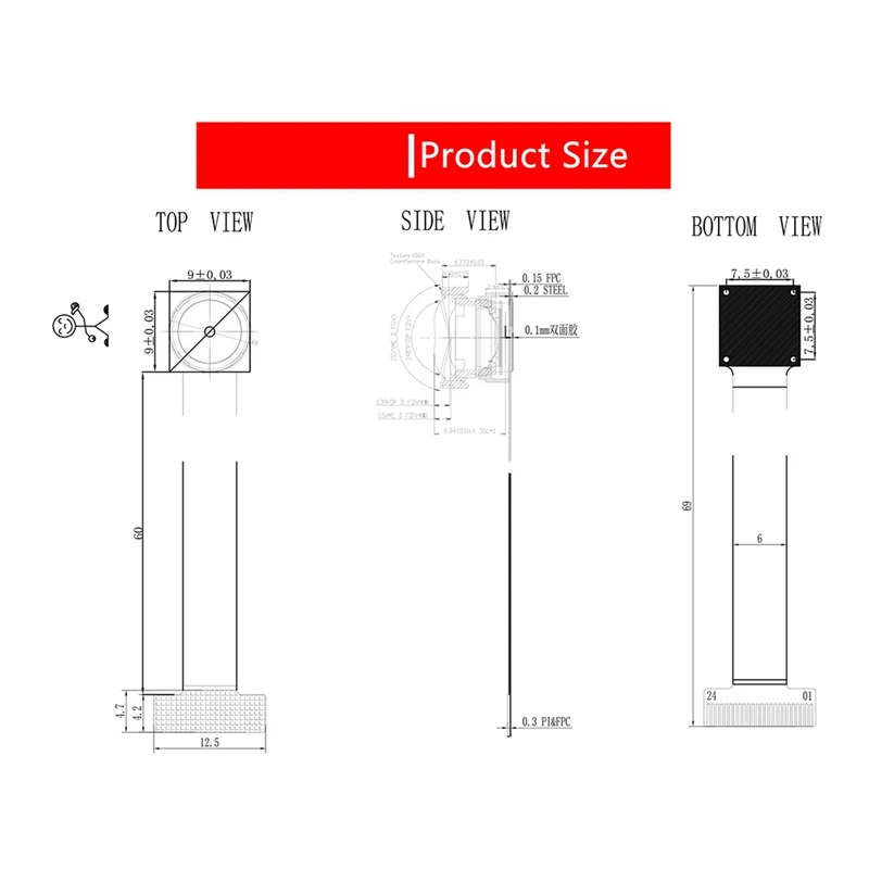 Módulo de cámara ABSJ-OV2640 para módulo de cámara ESP32 2MP 160 grados visión nocturna MIPI DVP módulo de lente de 24 pines