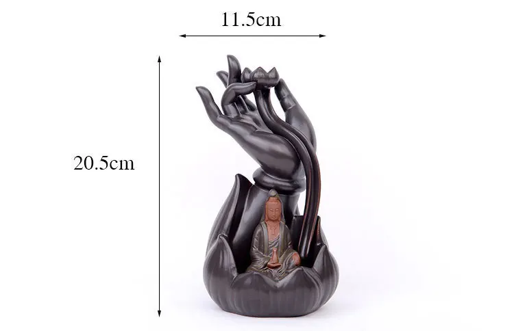 Purple ceramic sand creative backflow incense burner gift box with bergamot Tathagata Guanyin ornament