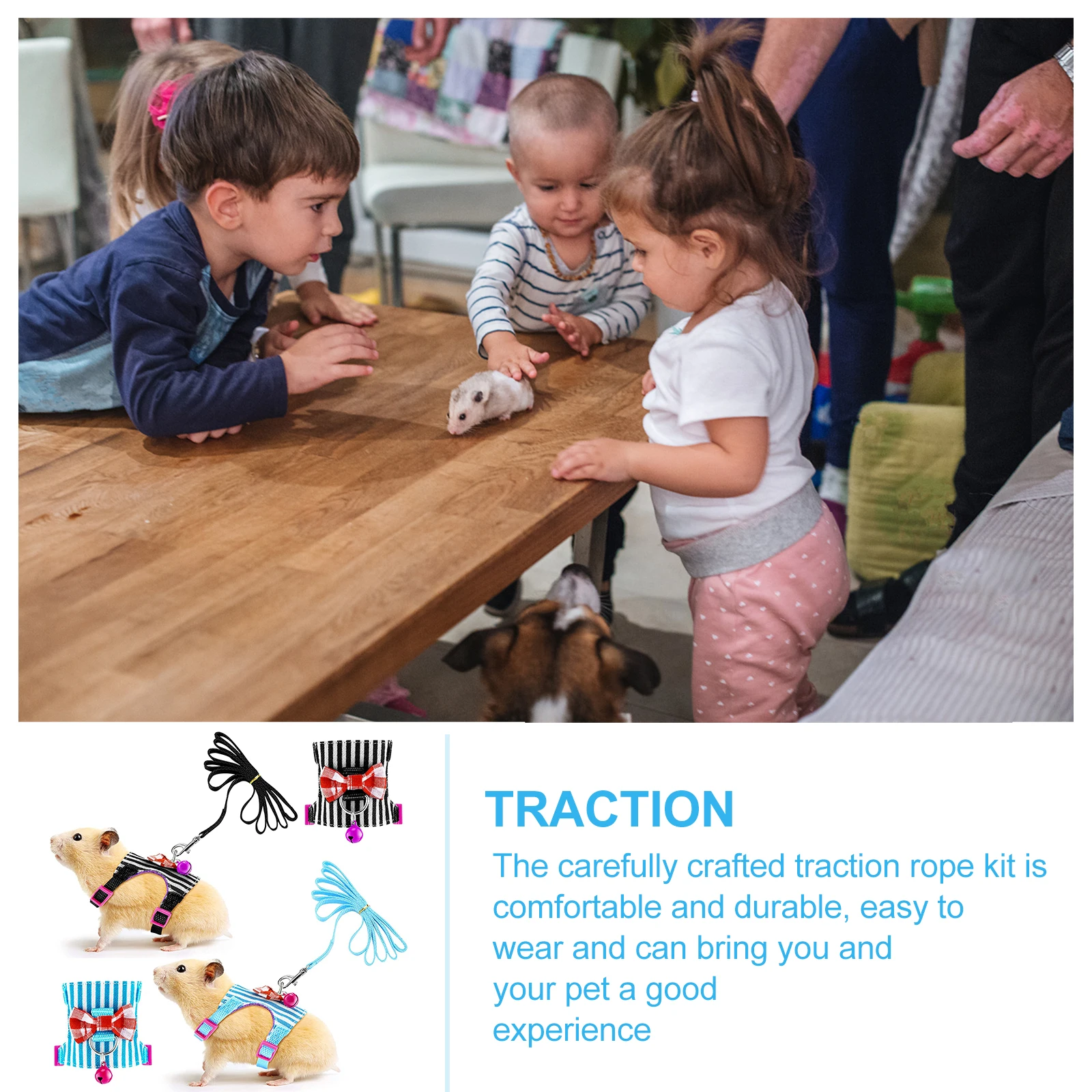 

2Sets Pet Chest Harness Decorative Hamster Harness Breathable Comfortable Rat Leash Outdoor Safety Adjustable Hamster Accessory