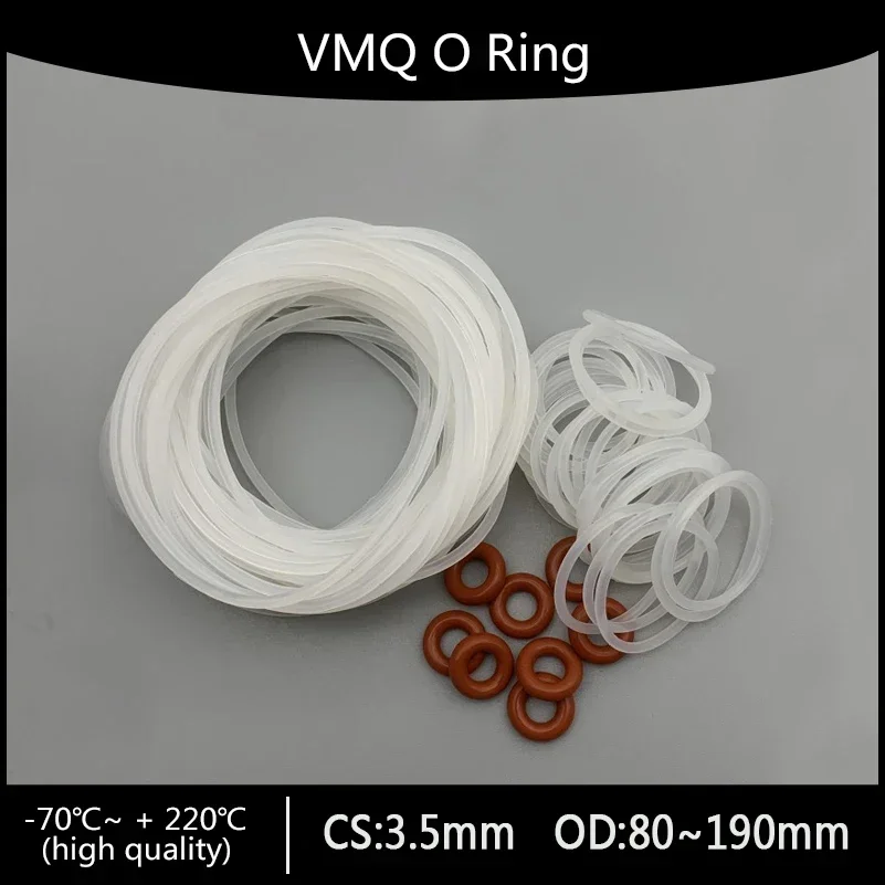 CS 3.5mm White Silicone VMQ O Ring Thickness Washers Gasket Food Grade Sealing Waterproof Insulated Rubber Silicon o-rings 10pcs