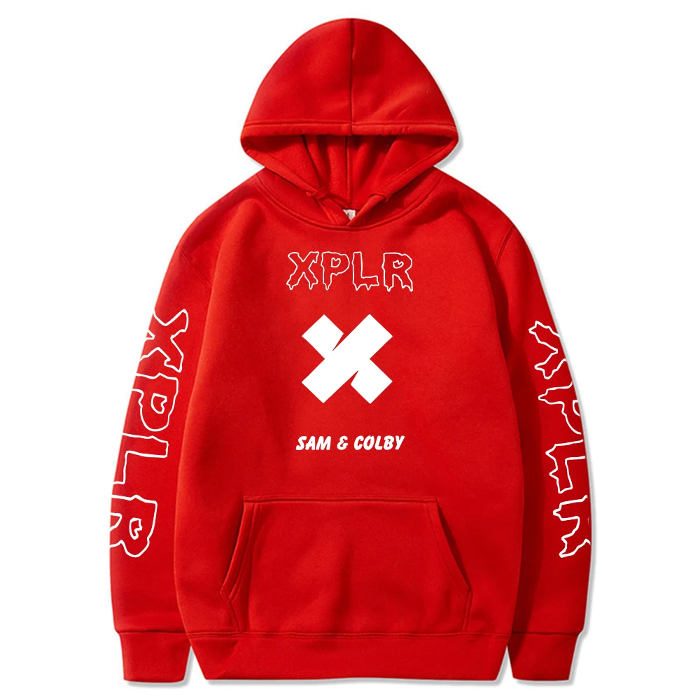 Hot Xplr Hoodie Sam and Colby Chainlink Print Sweatshirt Men Women Long Sleeve Pullover Hoodie Tops