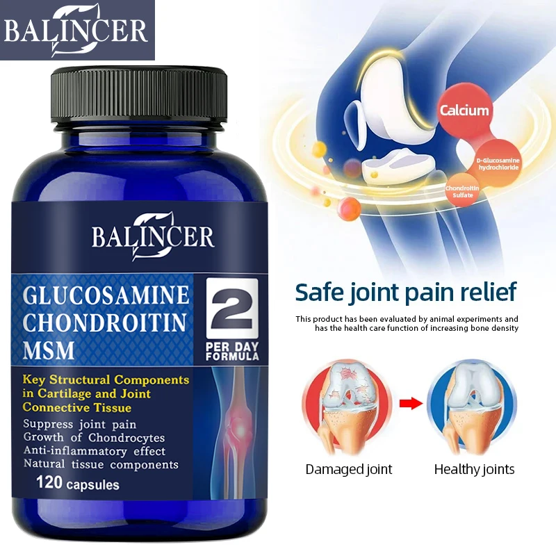 Balincer Glucosamine Chondroitin MSM, 120 Capsules, for Joint and Knee Health, Immune System, Non-GMO, Gluten-Free