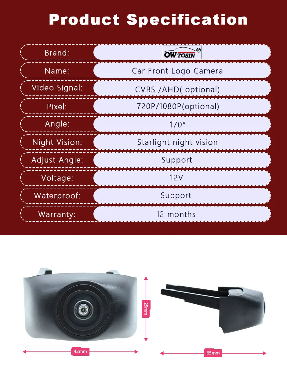 CVBS/AHD 1080P 170° Fisheye Car Front Camera For Lexus NX AZ10 NX200t NX300h 2015 2016 2017 Vehicle Logo Front View Camera