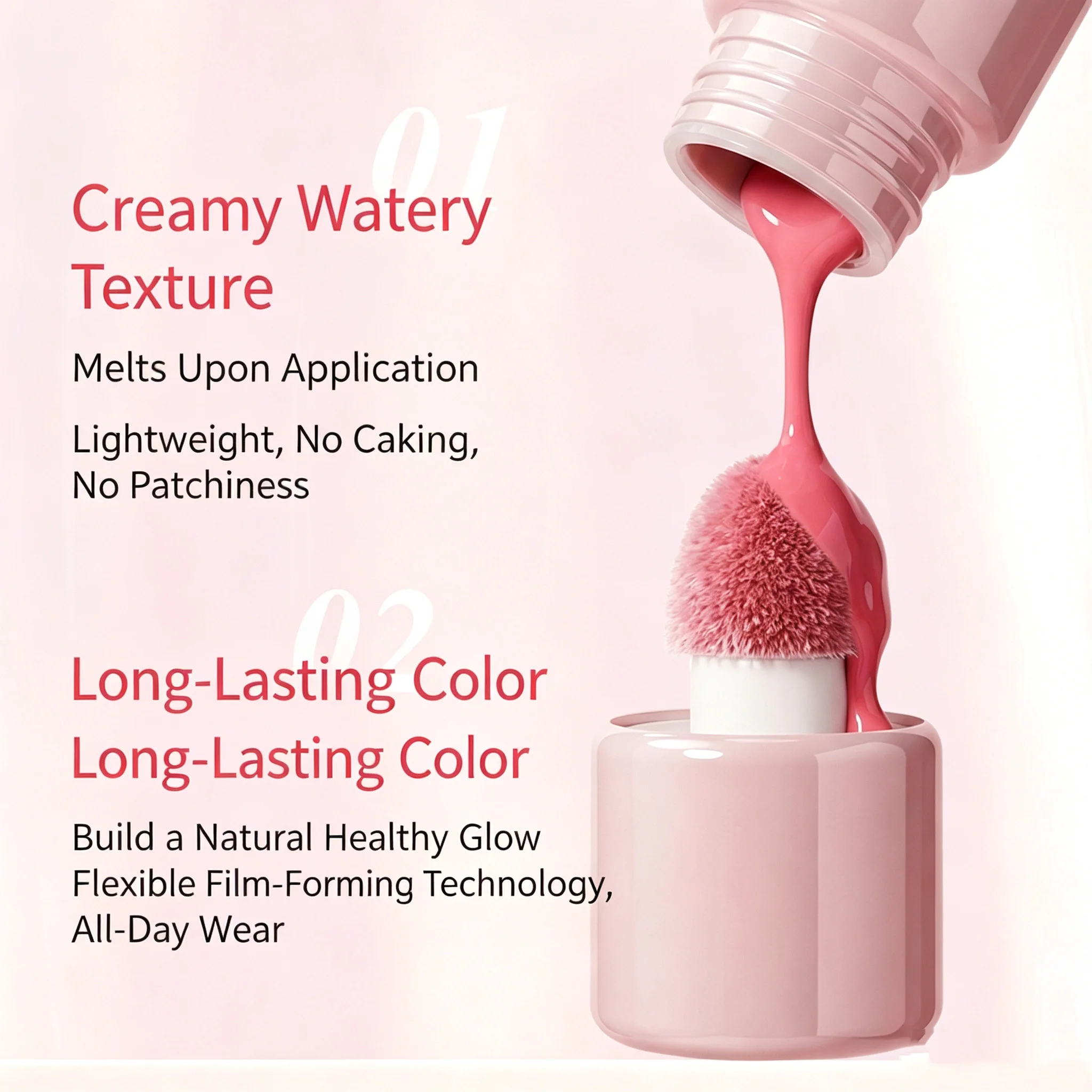 6-color matte liquid powder blusher is easy to apply, durable, waterproof, and powder blusher is natural and smooth